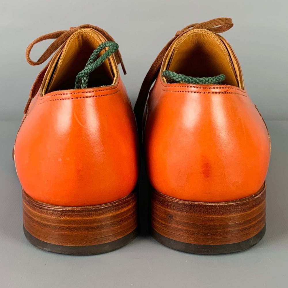 JOHN LOBB Orange Perforated Leather Lace-Up Shoes - Picture 3 of 9